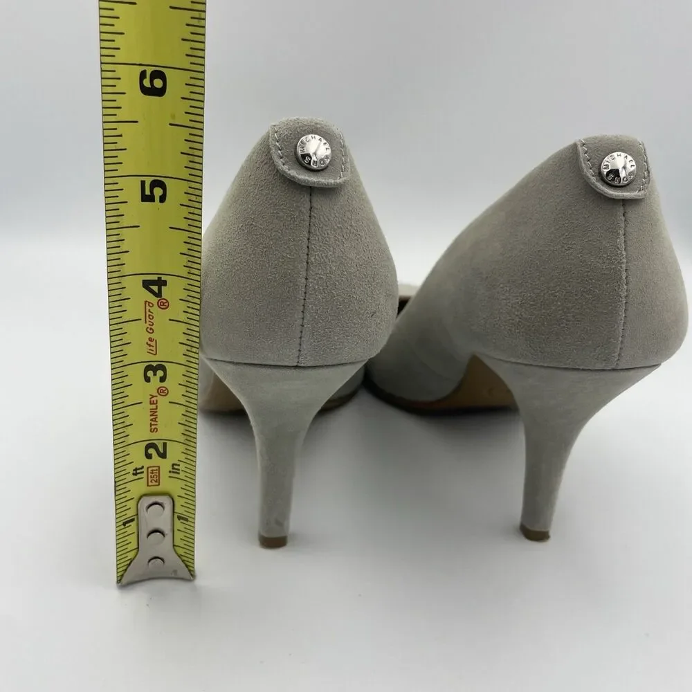 Michael Kors Dorothy Flex Pump Heels Size 7.5 Grey Suede Slip On Pointy Toe Shoe - Picture 8 of 9